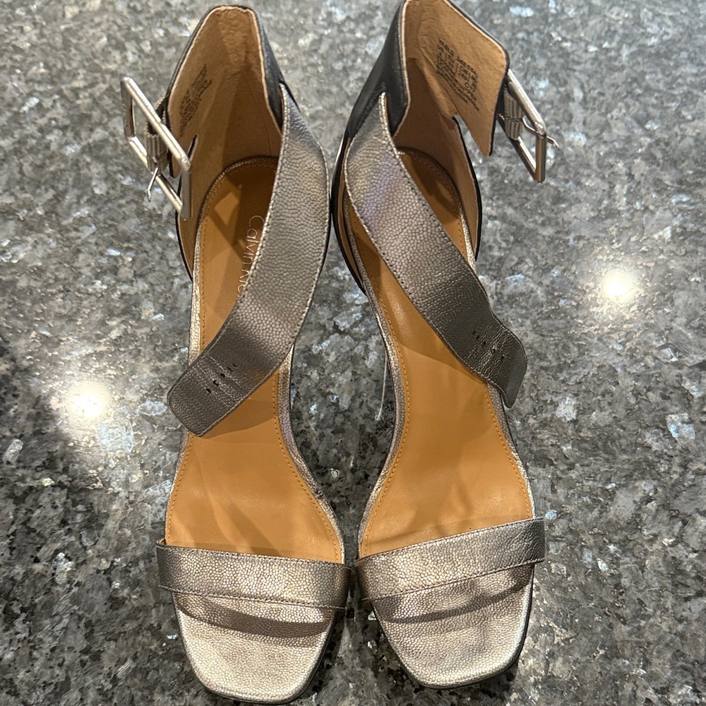 Calvin Klein Silver and Black Heels